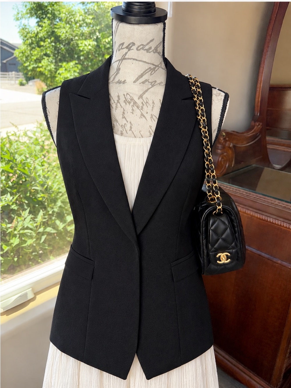 INC Black Tailored Vest | Size M | Single Button | Structured & Fitted